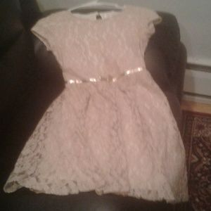 Girls lace dress, light gold color. Size 10/12